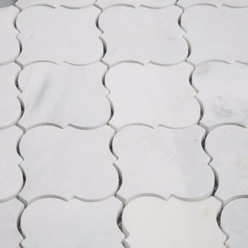 Asian Statuary (Oriental White) Marble Lantern Honed Mosaic Tile
