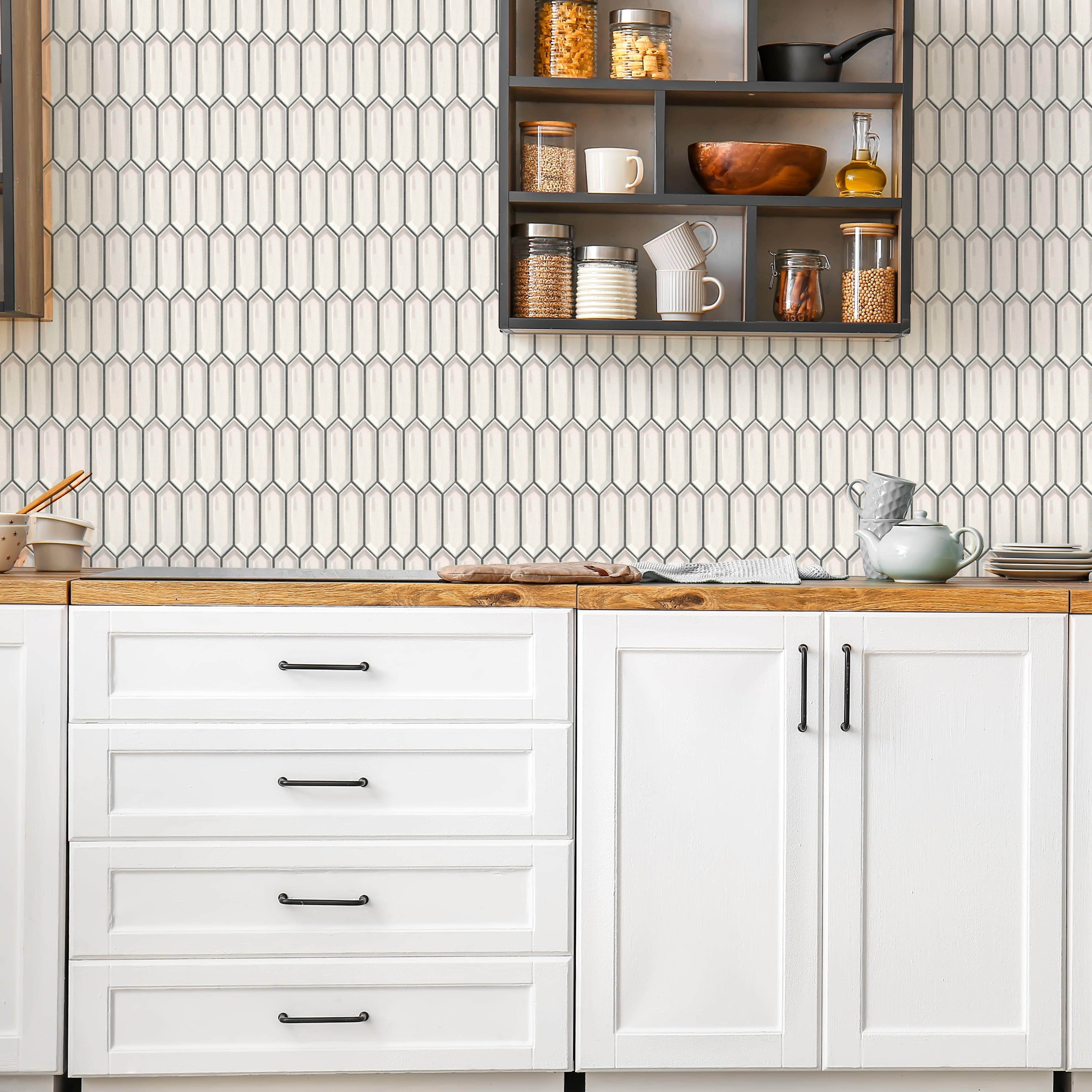 Ivory Ivy Picket Glazed Porcelain Mosaic Tile