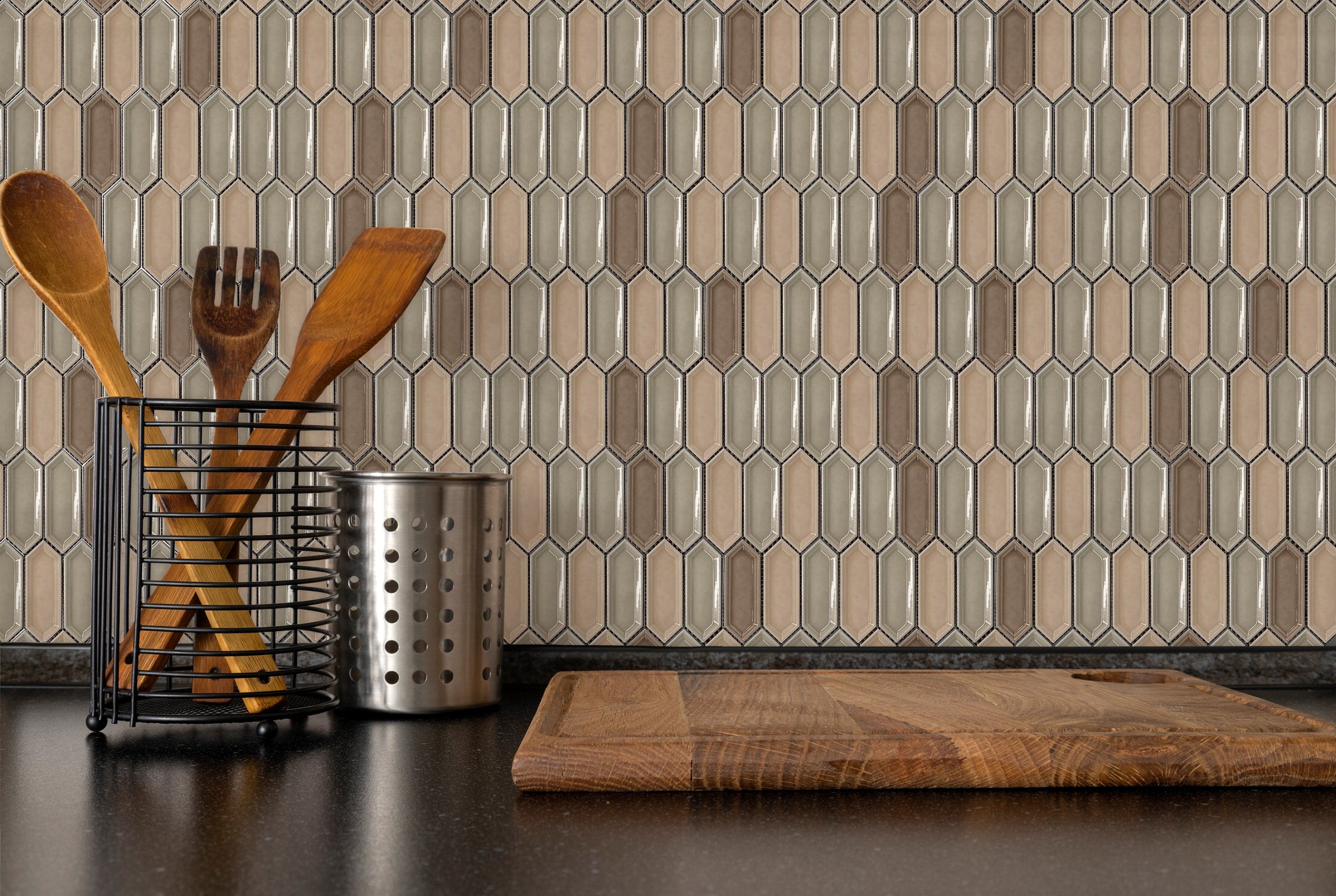 Lace Blend Ivy Picket Glazed Porcelain Mosaic Tile