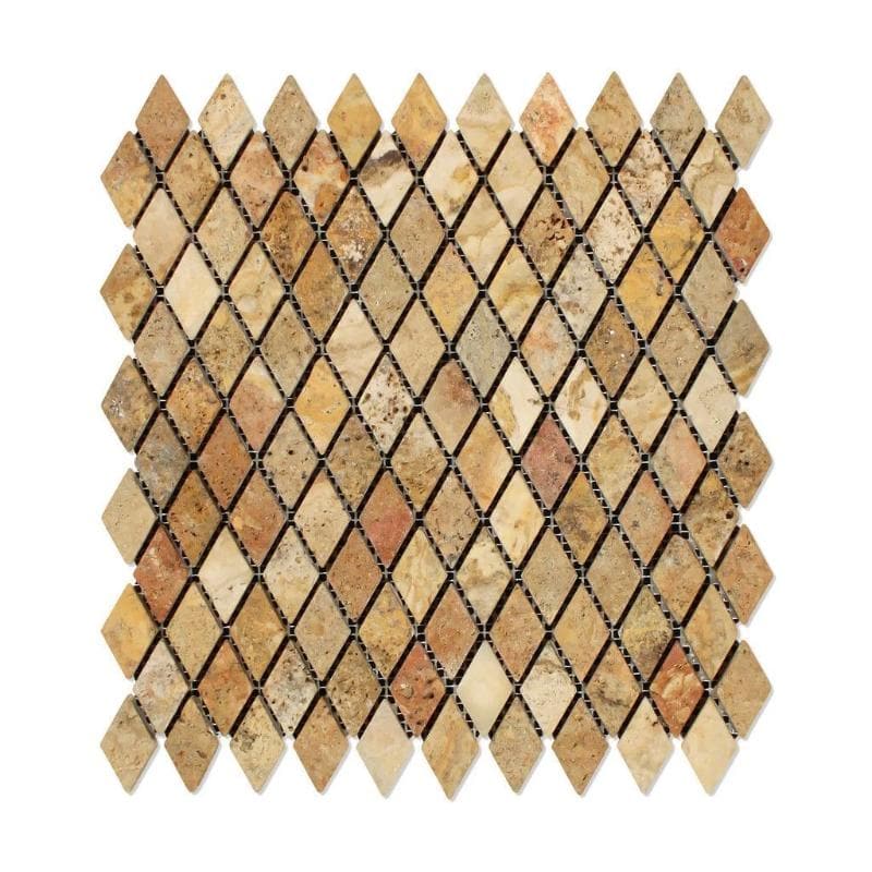 Scabos Travertine 1x2 Diamond Tumbled Mosaic Tile