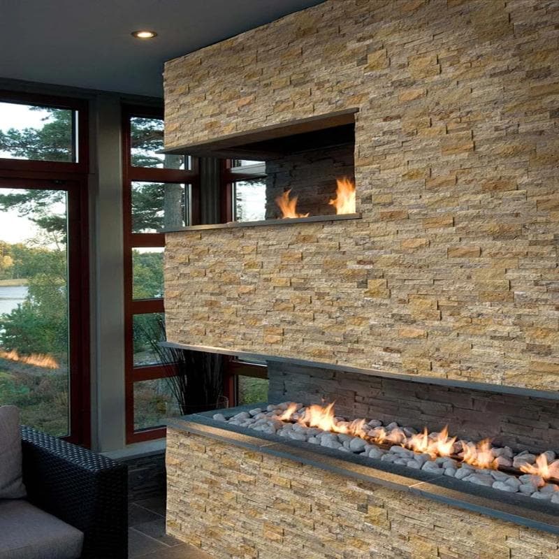 Scabos Travertine 6x24 Split Face Stacked Stone Ledger Panel