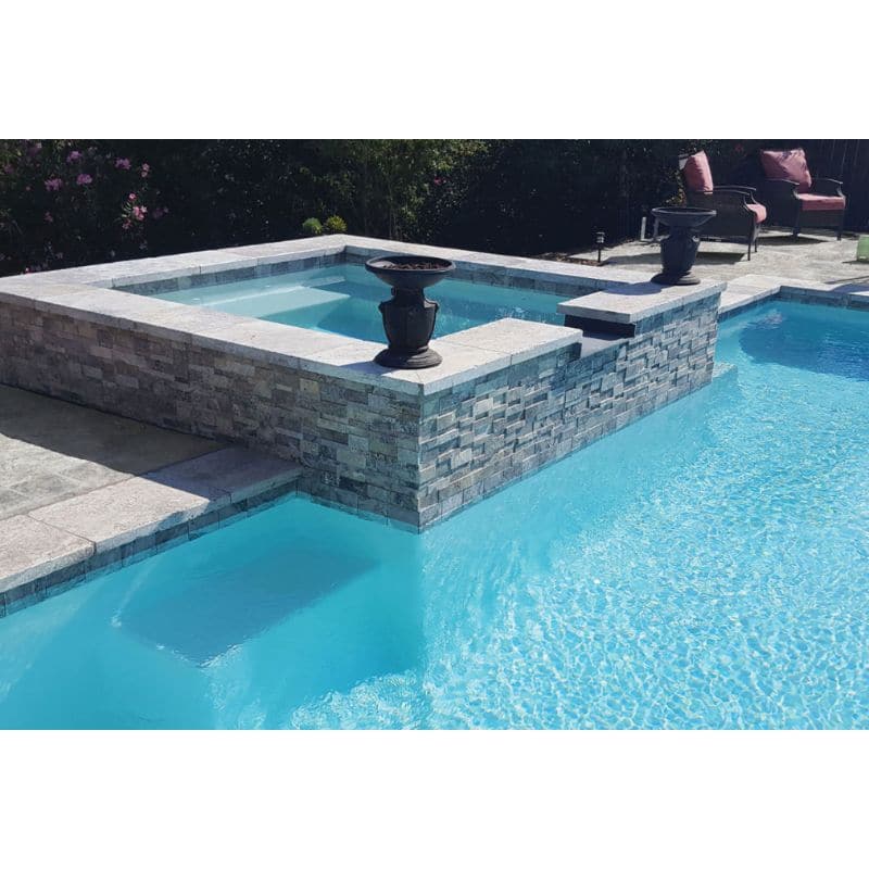 Silver Travertine 6x24 3D Split Face Stacked Stone Ledger Panel