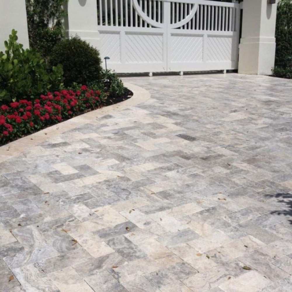 Silver Travertine 6x12 3cm Paver Tumbled