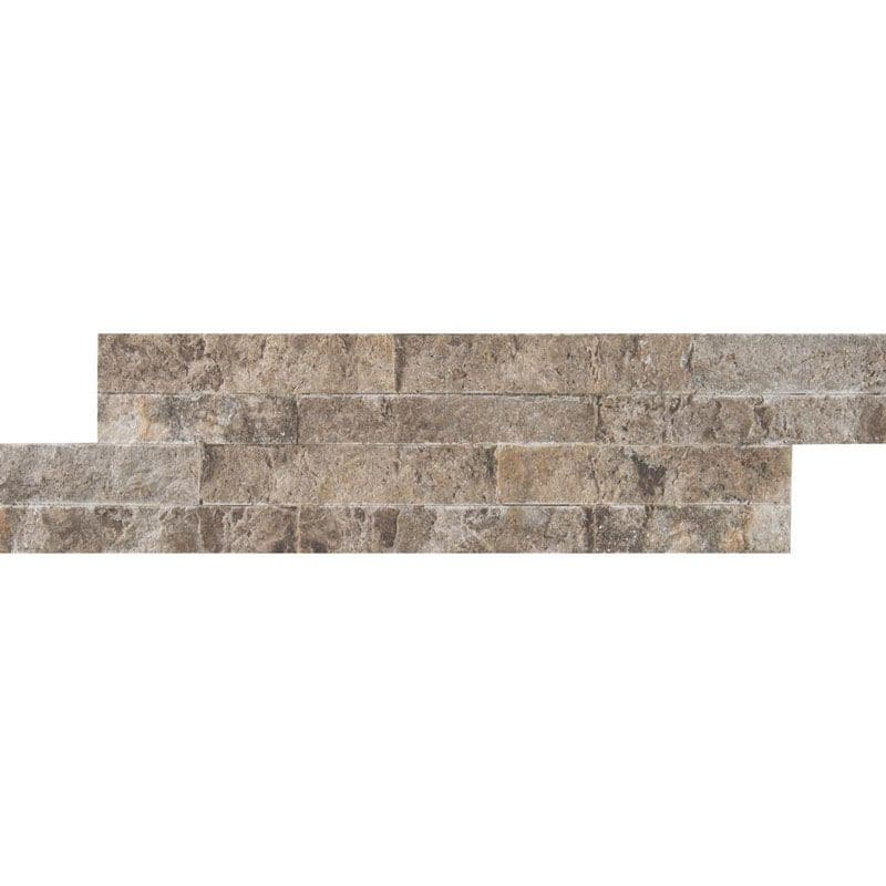 Silver Travertine 4.5x16 Split Face Mini Ledger Panel