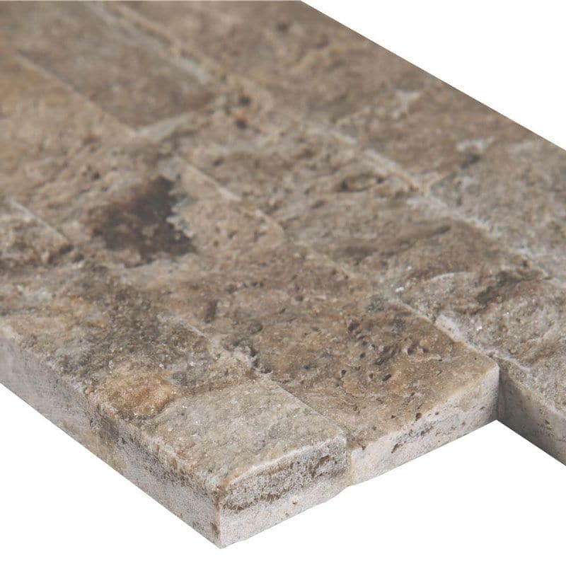 Silver Travertine 4.5x16 Split Face Mini Ledger Panel