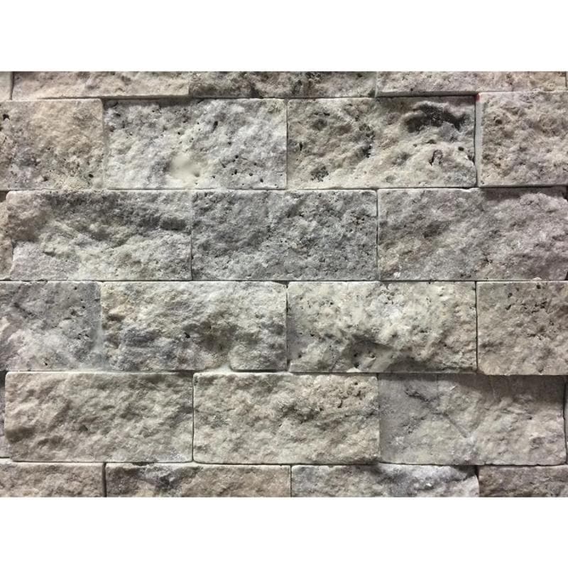 Silver Travertine 2x4 Split Face Mosaic Tile