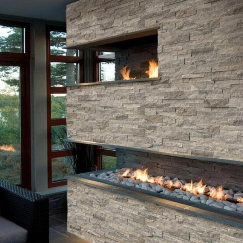 Silver Travertine 6x18 Split Face Stacked Stone Ledger Corner