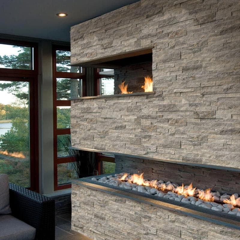Silver Travertine 6x24 Split Face Stacked Stone Ledger Panel