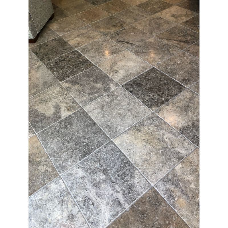 Silver Travertine 18x18 Tumbled Tile