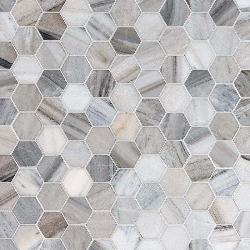 Palissandro (Skyline) Marble 2x2 Hexagon Honed Mosaic Tile