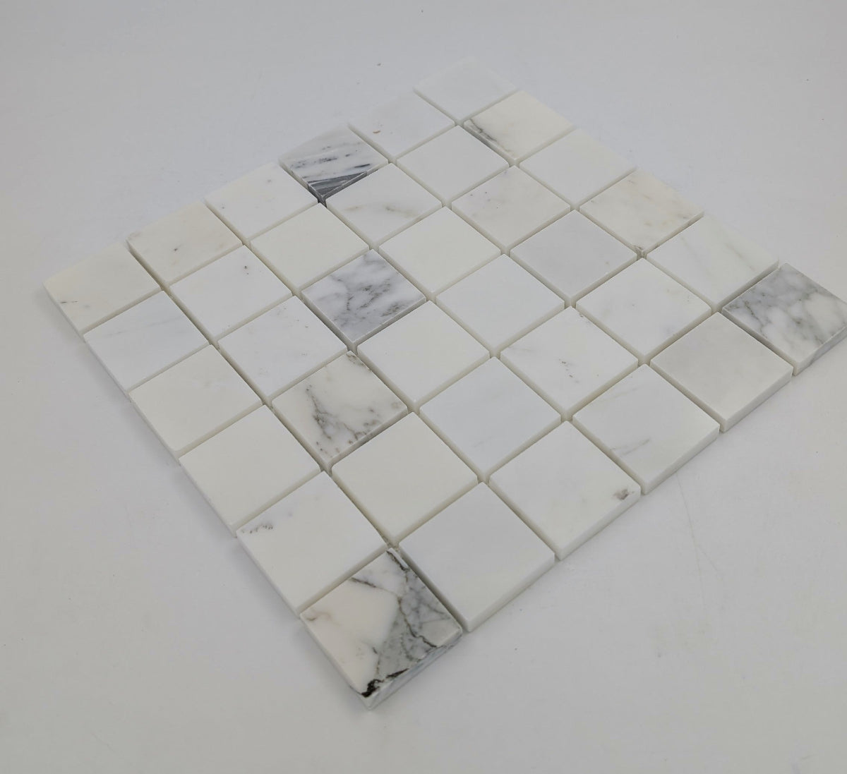 2x2 Statuario Marble Mosaic Tile Polished (Clearance)