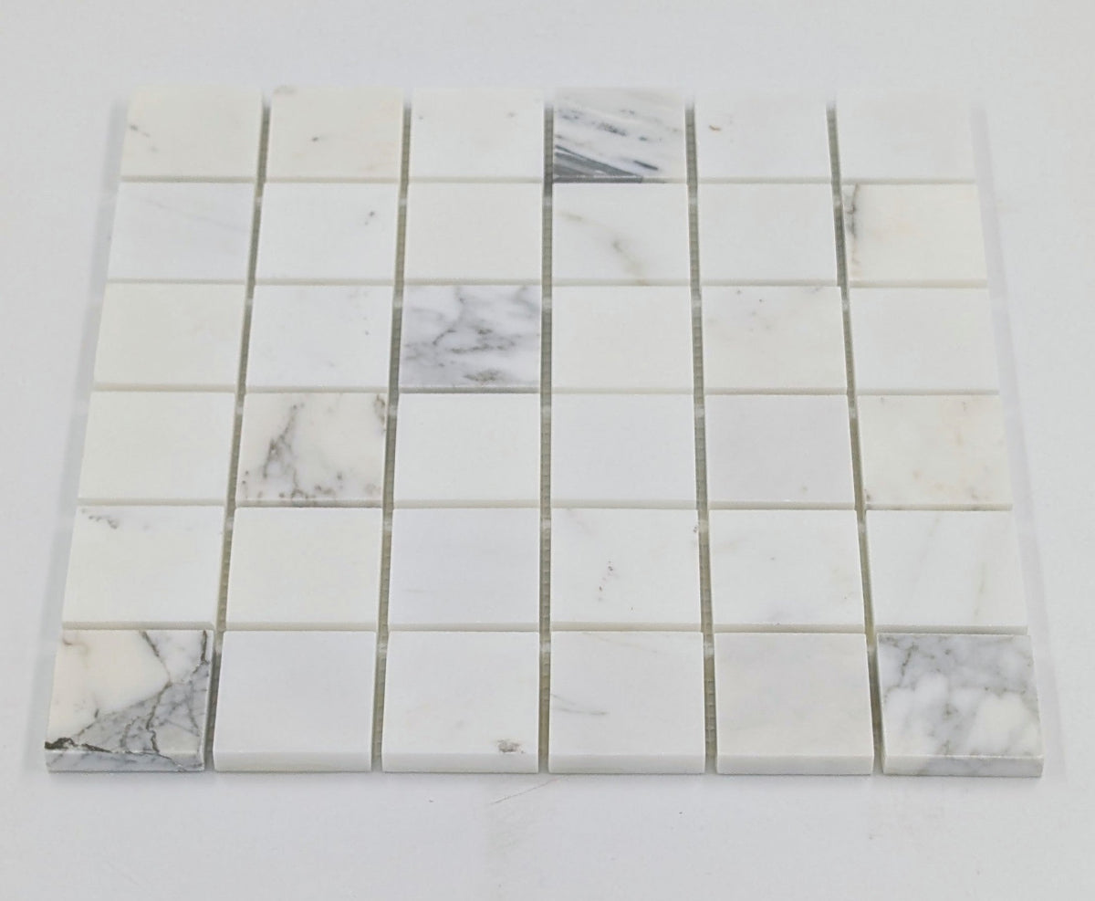 2x2 Statuario Marble Mosaic Tile Polished (Clearance)