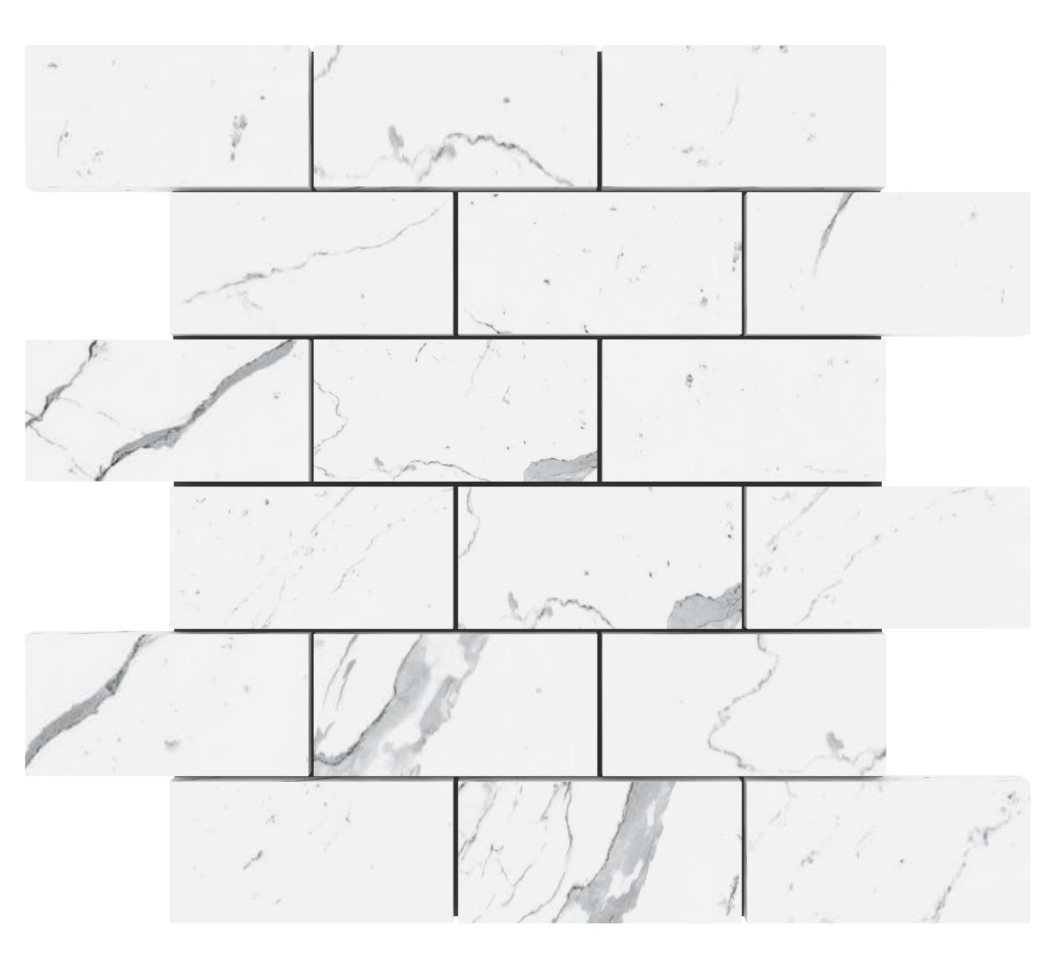 2x4 Statuario Marble Brick Mosaic Tile Polished