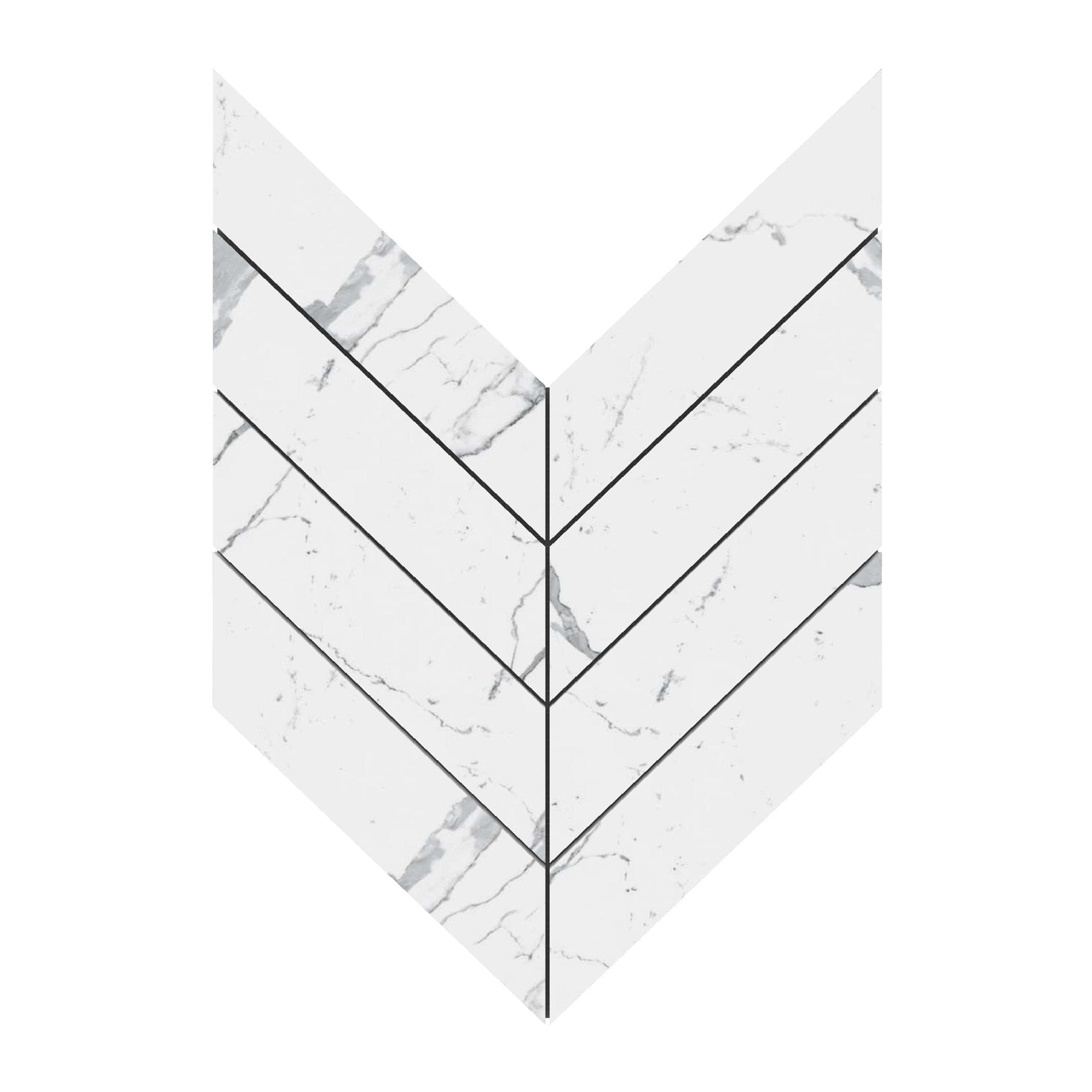 2x8 Statuario Chevron ( LARGE ) Marble Mosaic Tile