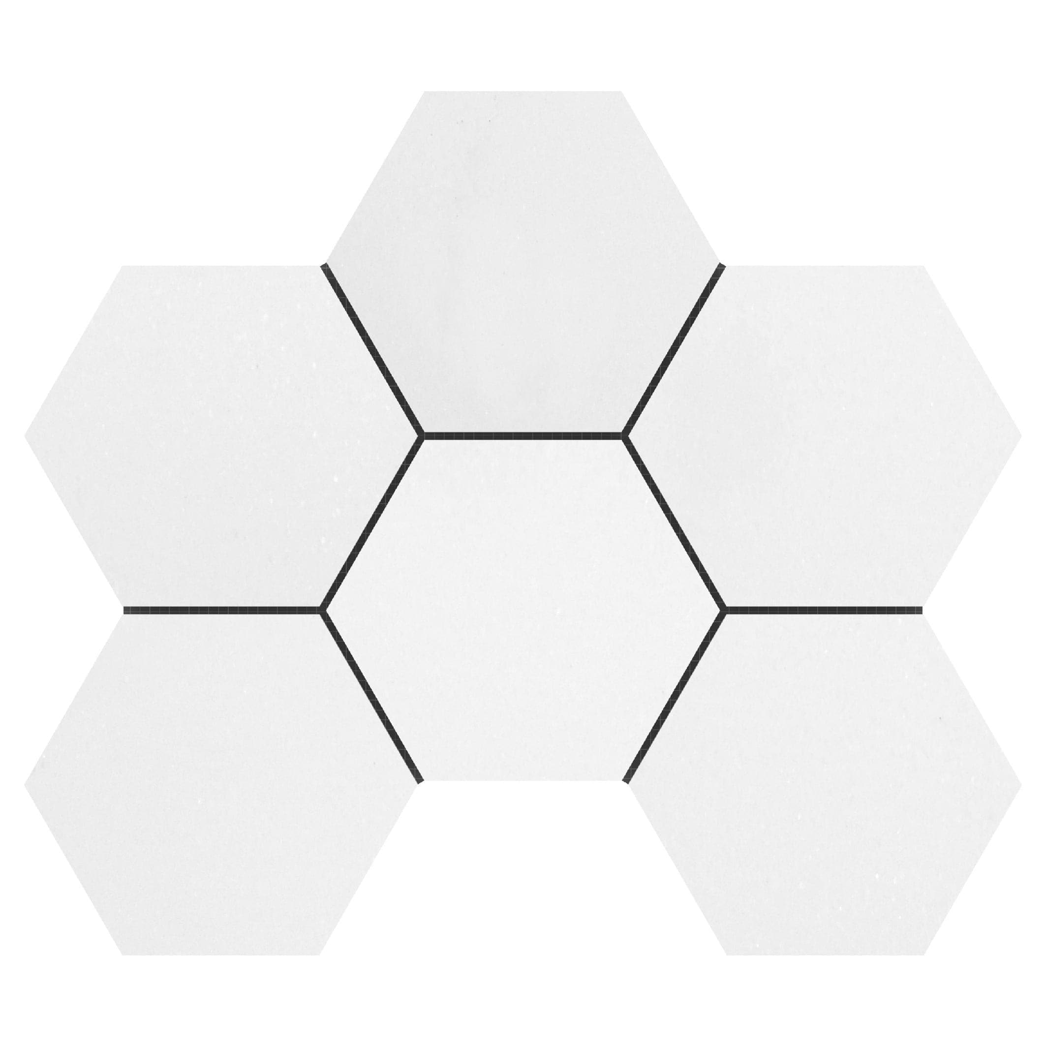 4x4 Thassos White Hexagon Polished Mosaic Tile