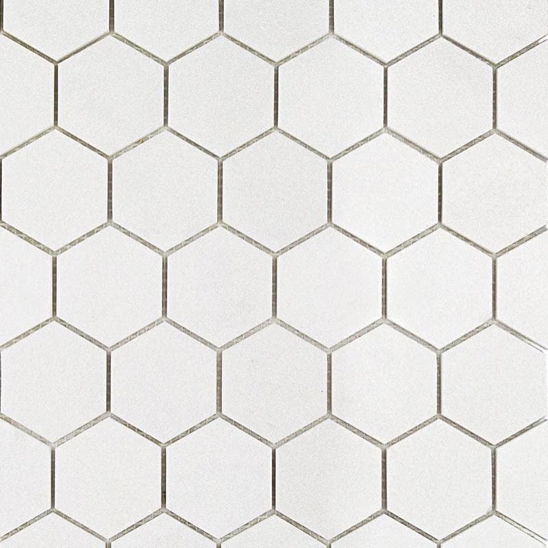 Thassos White Marble 3x3 Hexagon Honed Mosaic Tile