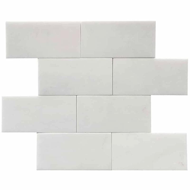 Thassos White Marble 3x6 Honed Marble Tile