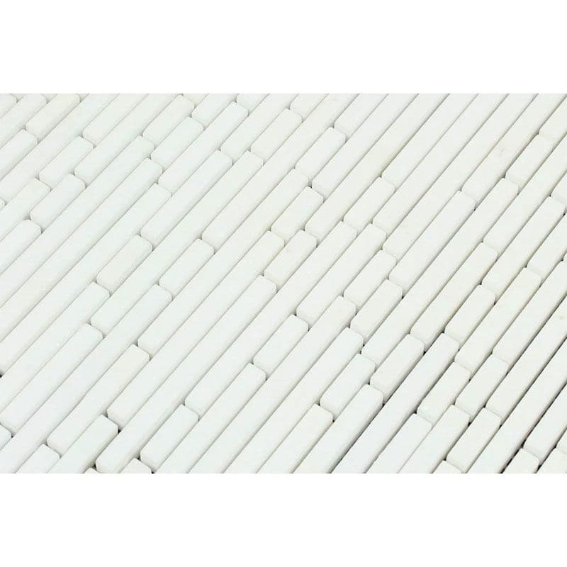 Thassos White Marble Polished Bamboo Sticks Design Mosaic Tile