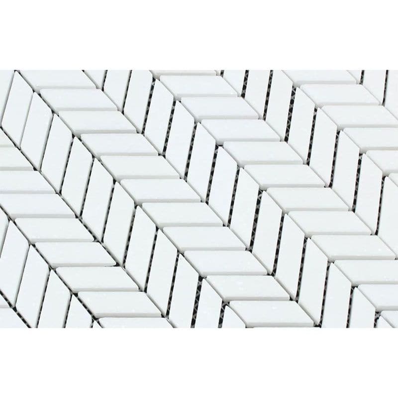 Thassos White Marble Mini Chevron Polished Mosaic Tile