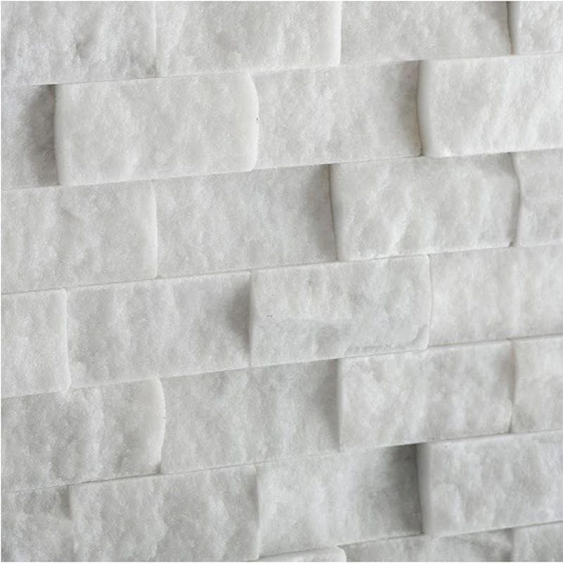 Thassos White Marble 1x2 Split Face Mosaic Tile