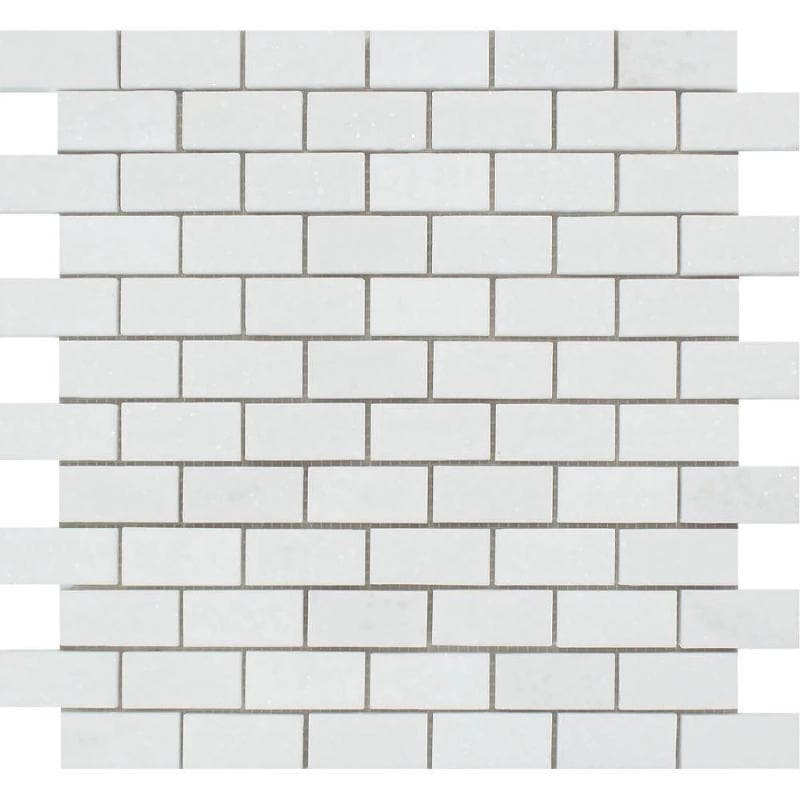 Thassos White Marble 1x2 Polished Mosaic Tile