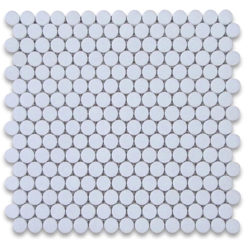 Thassos White Marble Penny Round Polished Mosaic Tile