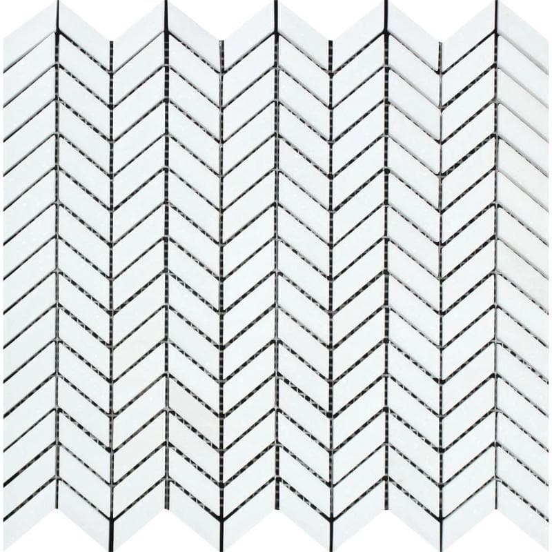 Thassos White Marble Mini Chevron Honed Mosaic Tile