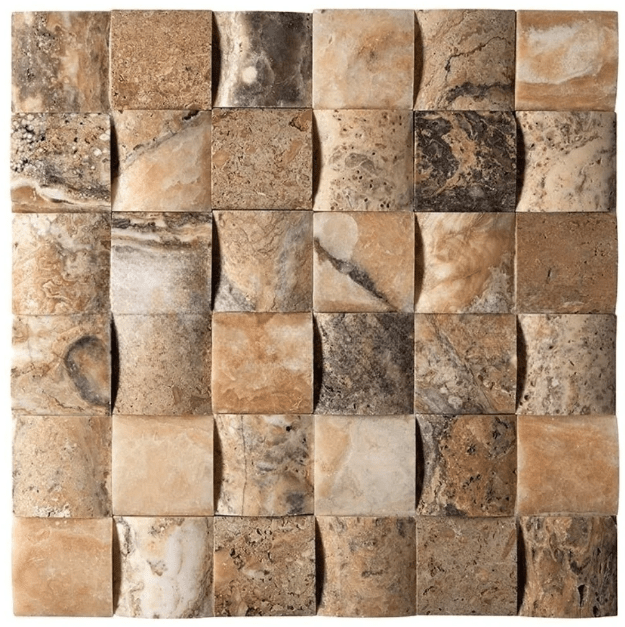 Antico Onyx Travertine 2x2 Round-Faced (Arched/Wavy) Mosaic Tile
