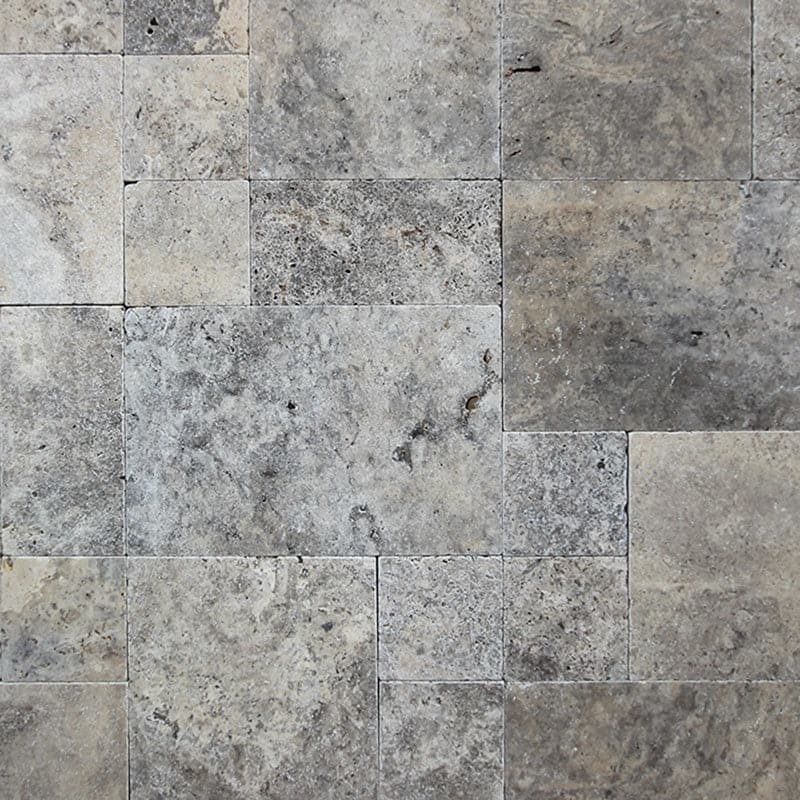 Silver Travertine 3cm Paver Tumbled Versailles Pattern