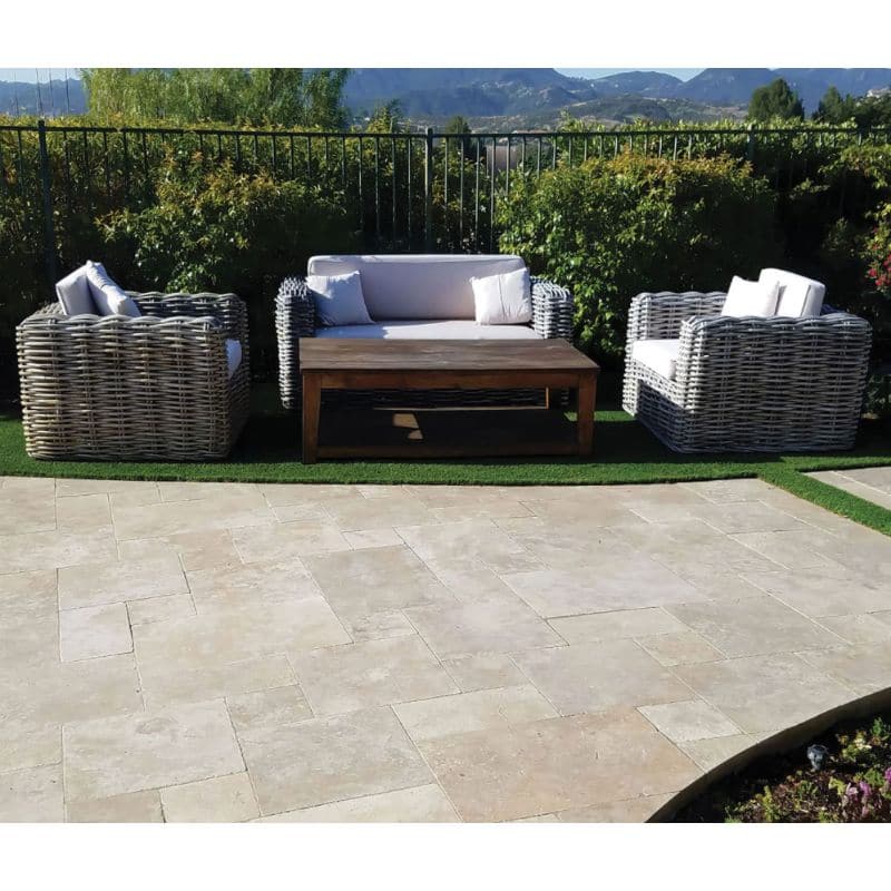 Walnut Travertine 3cm Paver Tumbled Versailles Pattern