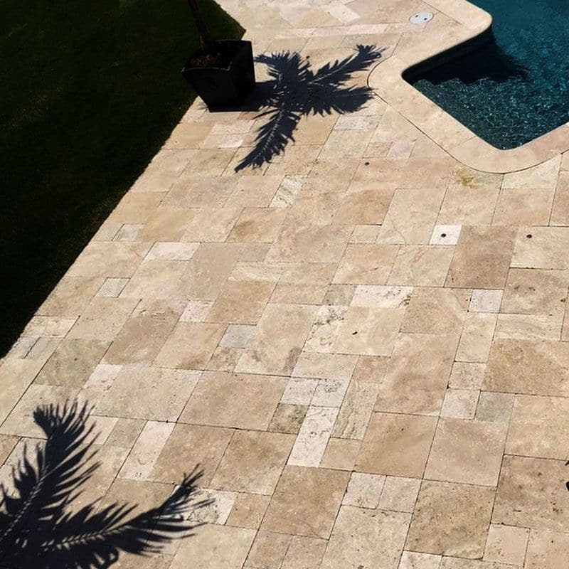 Walnut Travertine 3cm Paver Tumbled Versailles Pattern