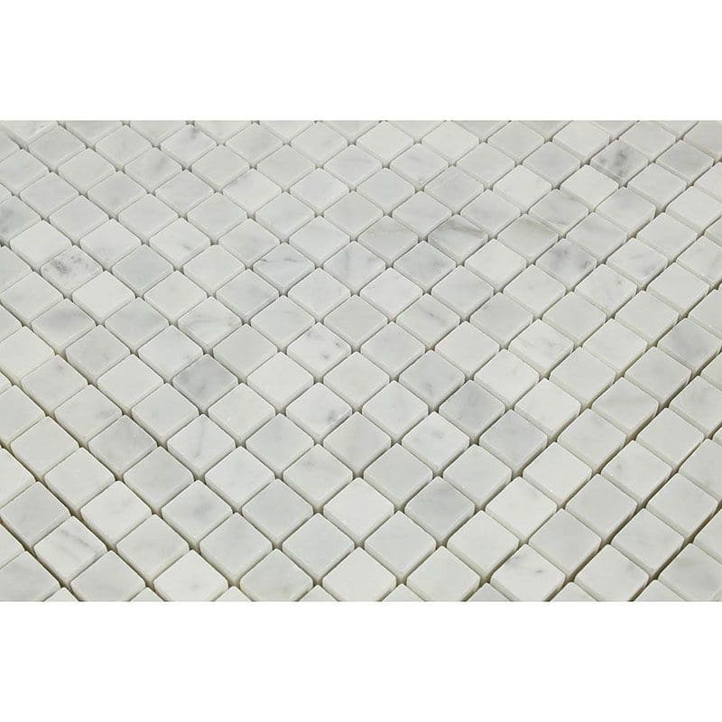 White Carrara Marble 5/8x5/8 Honed Mosaic Tile