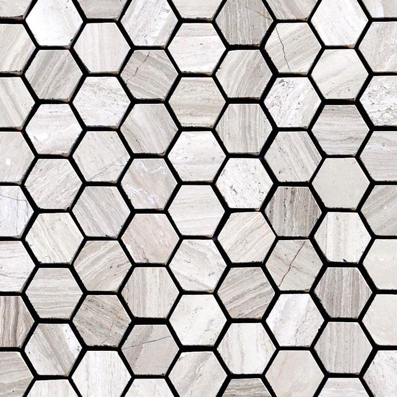 Haisa Light (White Oak) Marble 1x1 Hexagon Honed Mosaic Tile