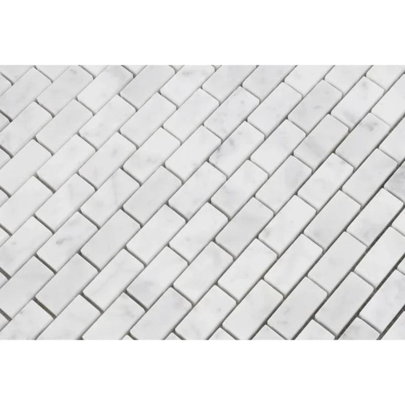 White Carrara Marble 5/8x1 1/4 Polished Mosaic Tile